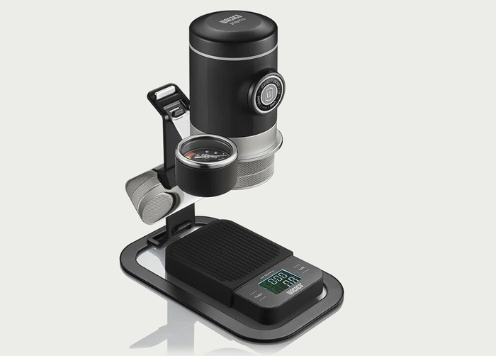 Picopresso portable coffee brewer and espresso maker stand