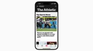 image of the the Athletic at on Apple News on an iPhone