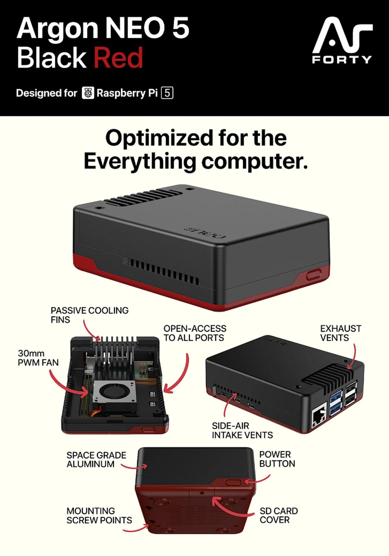 Argon NEO 5 BRED Raspberry Pi 5 case - Geeky Gadgets