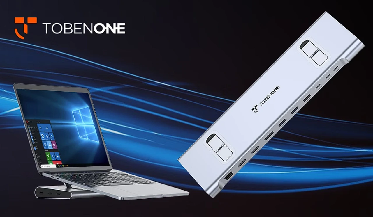 TobenONE 18 in 1 USB C Docking Station 3 Monitors 4K@60Hz, Laptop Docking Station with 100W Power Adapter, Triple Monitors with 3 HDMI, 9 USB Ports, Gigabit Ethernet, for Windows and