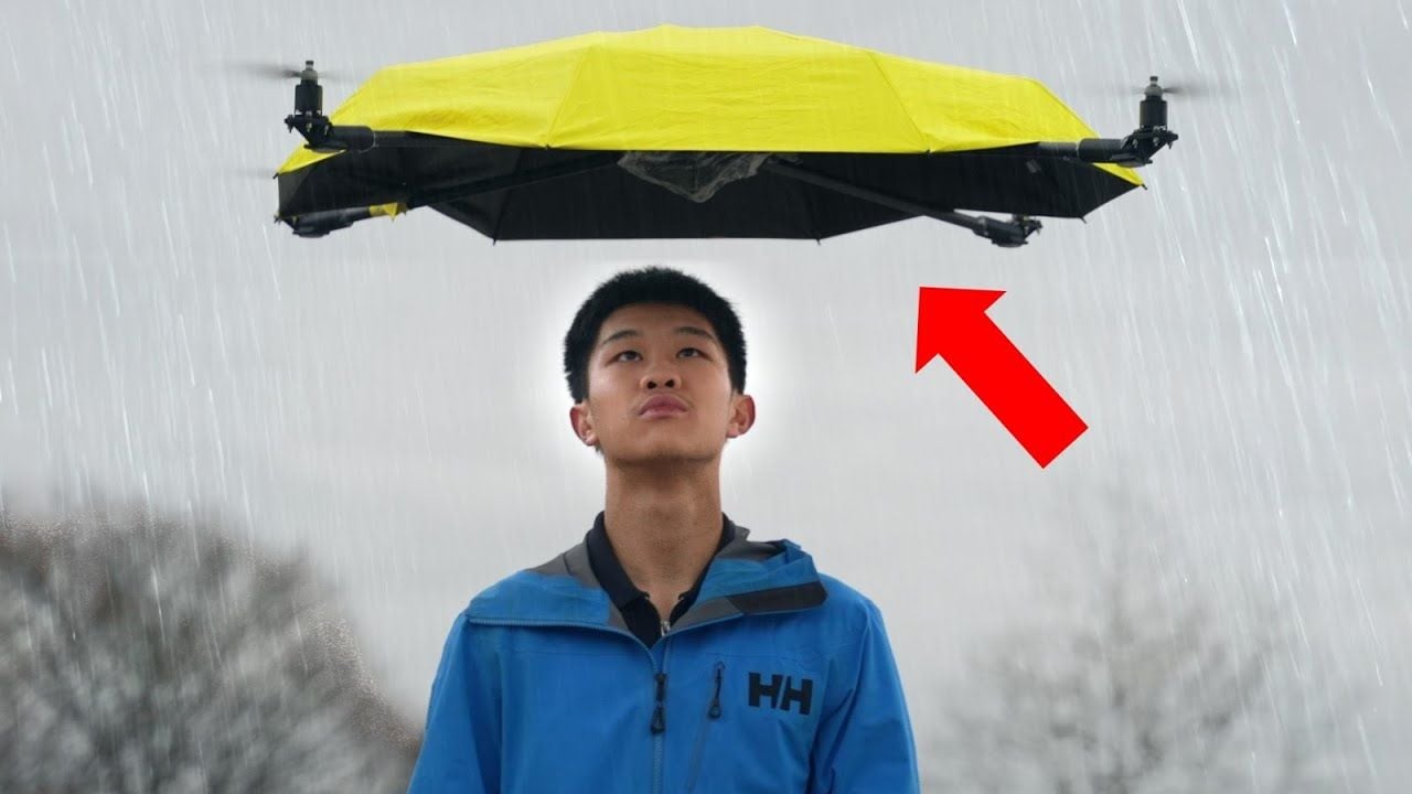 make a flying umbrella using drone technology