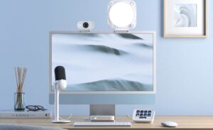 white streaming microphone