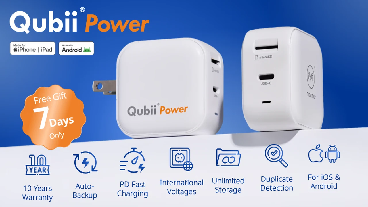 Qubii Power 2-in-1 travel phone backup solution and charger