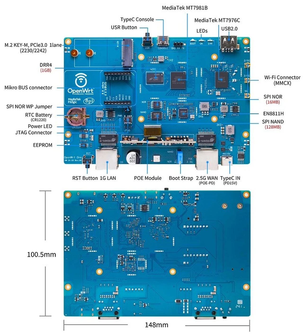 OpenWrt One WiFi 6 Router specifications