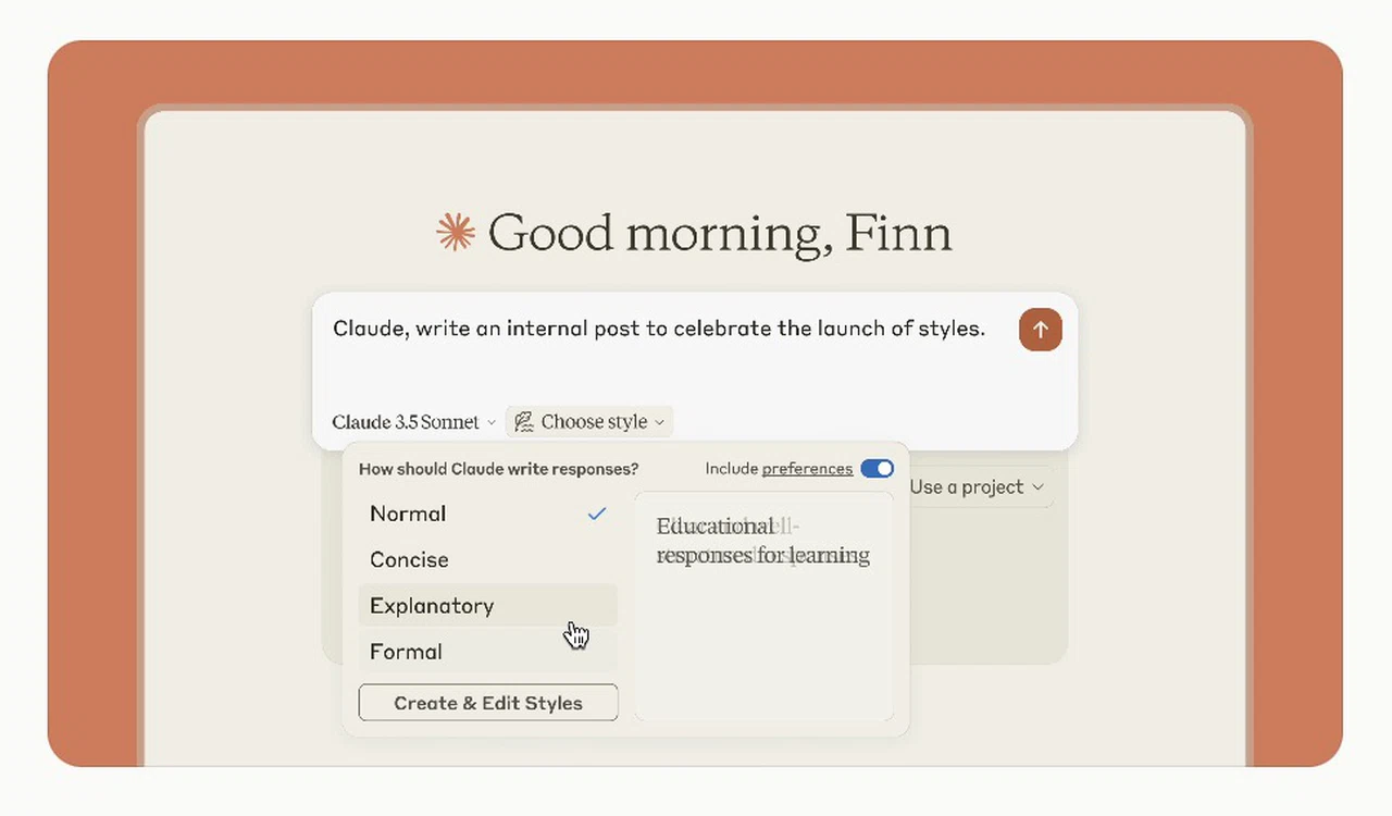 Anthropic custom writing styles 