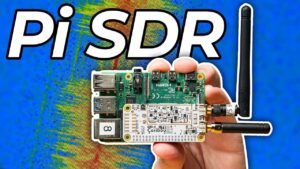 CaribouLite SDR module connected to a Raspberry Pi for signal exploration