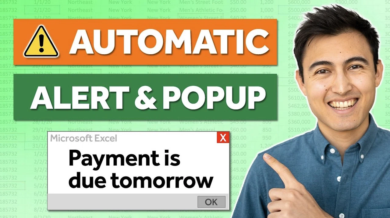 VBA script example for creating popup notifications in Excel spreadsheets