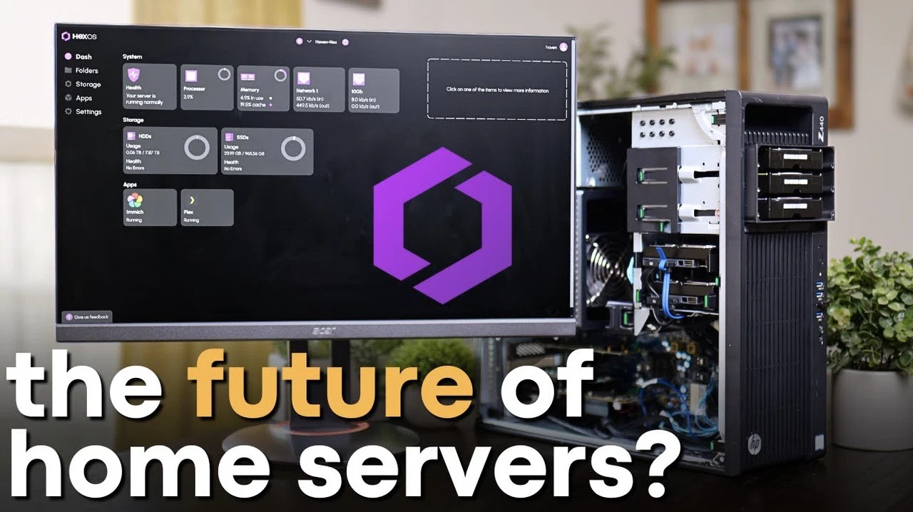 HexOS home server dashboard showcasing its intuitive interface