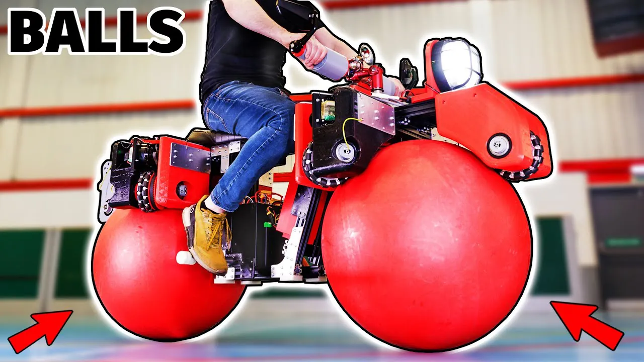 James Bruton testing the omnidirectional bike during development