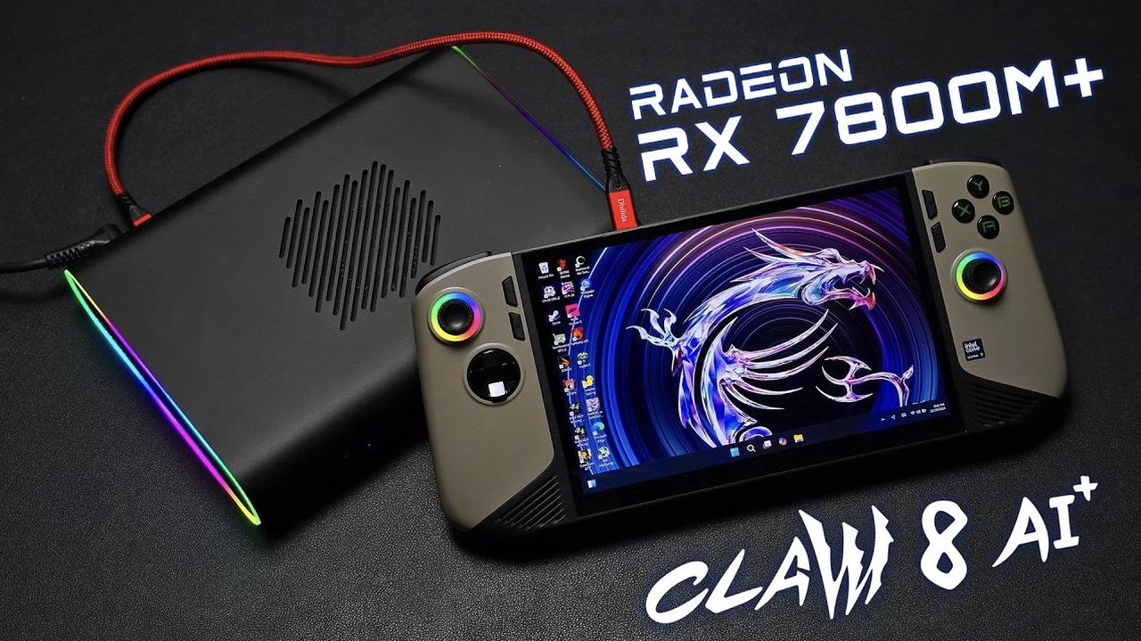 Docked gaming setup with the MSI Claw 8 AI+ delivering 1440p performance
