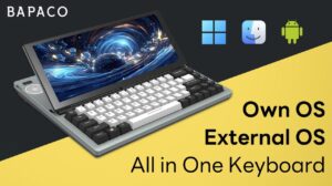 Bapaco keyboard PC with integrated touchscreen display for productivity