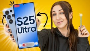 Close-up of Galaxy S25 Ultra showcasing advanced camera features