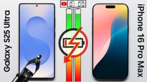 Galaxy S25 Ultra and iPhone 16 Pro Max battery life comparison chart
