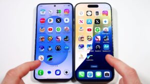 Samsung Galaxy S25 and iPhone 16 Pro side-by-side comparison
