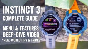 Garmin Instinct 3 Solar Edition showcasing its durable design and display options