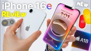 iPhone 16e showcasing its sleek design and matte textured glass back