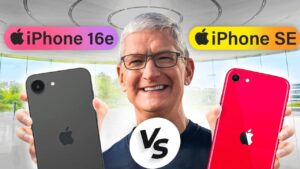 Side-by-side comparison of iPhone 16e and iPhone SE 3 design and features