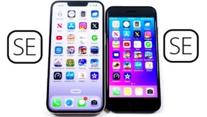 Side-by-side comparison of iPhone SE 4 and SE 3 features and design