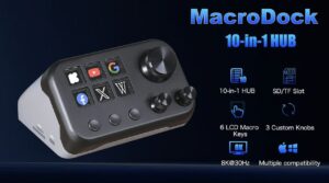 MacroDock M1 productivity hub with customizable macro keys and 10-in-1 connectivity