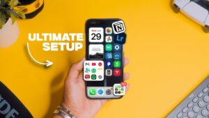 Minimalist iPhone 16 Pro Max home screen with clean layout and widgets