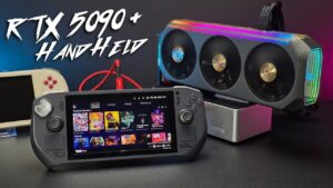 RTX 5090 eGPU performance comparison between USB4 and OCuLINK at 4K resolution.