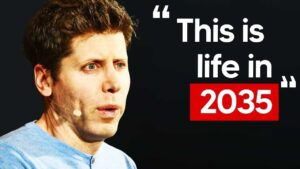 Sam Altman discussing his transformative vision for AI by 2035