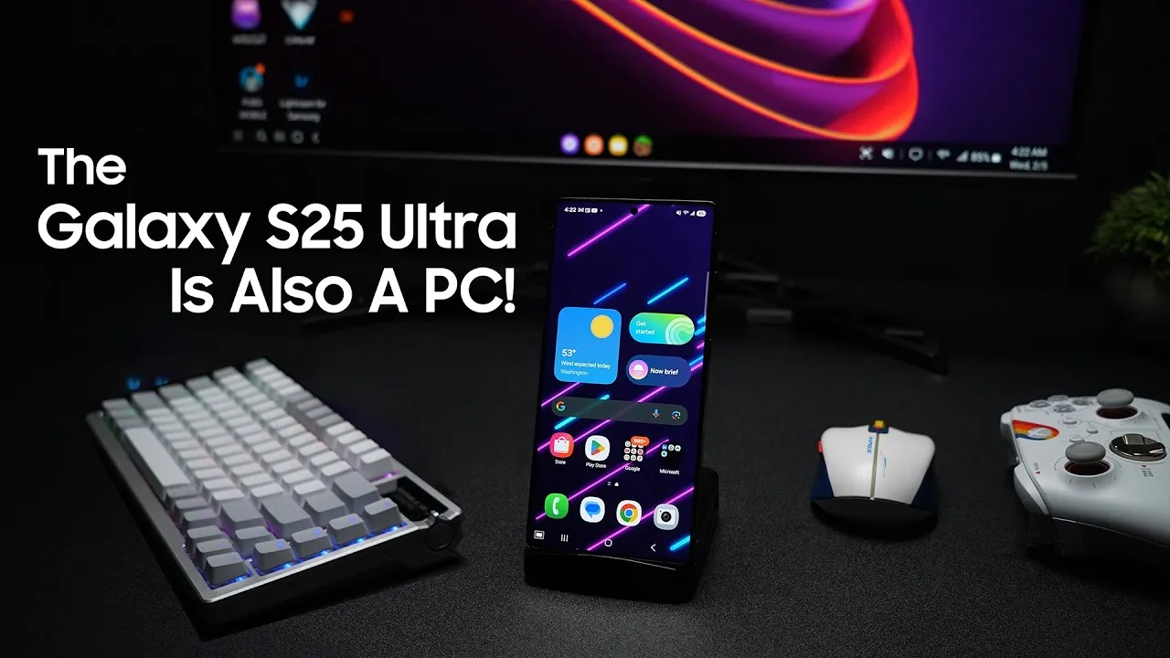 Samsung DeX desktop interface on the Galaxy S25 Ultra in action