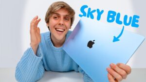 Sleek Sky Blue design of the 2025 MacBook Air laptop