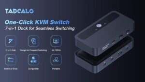 Tadcalo KVM Dock showcasing 4K@120Hz HDMI output for sharp visuals