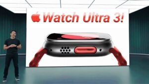 Apple Watch Ultra 3 showcasing its rugged titanium design and sapphire glass display