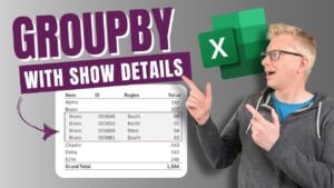 Excel GROUPBY function used for dynamic data summaries
