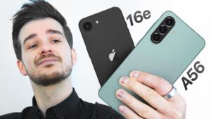 Samsung Galaxy A56 and iPhone 16E design comparison highlighting aesthetics