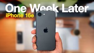 Minimalist design of the iPhone 16e with matte black finish