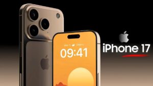 Close-up of the iPhone 17 Pro Max showcasing its horizontal camera bar design