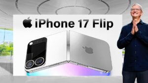 iPhone Flip foldable phone showcasing sleek clamshell design