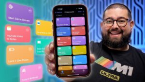 iPhone shortcuts app showcasing productivity tools and automation features