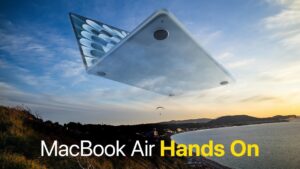M4 MacBook Air in Sky Blue showcasing its sleek and lightweight design