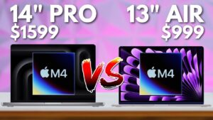 M4 MacBook Air and Pro side-by-side comparison