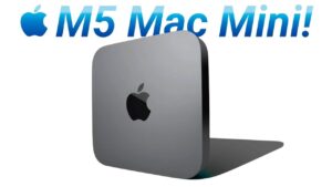Mac Mini M5 desktop showcasing its compact design and powerful specs