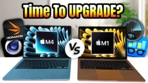 MacBook Air M4 vs. M1 side-by-side comparison of design and features