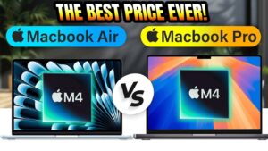 Comparison of MacBook Air M4 and Pro M4 displays with specs and features