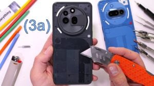 Transparent design of the Nothing 3A Pro showcasing internal components.