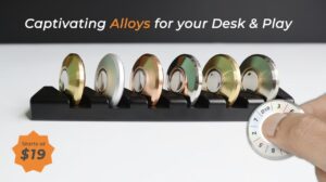 Kinetic desk gadgets with minimalist design for workspace enhancement