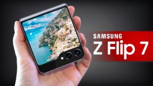 Samsung Galaxy Z Flip 7 FE showcasing its clamshell foldable design