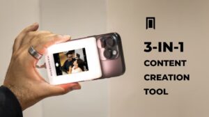 MagMirror smartphone accessory with selfie monitor and LED lighting
