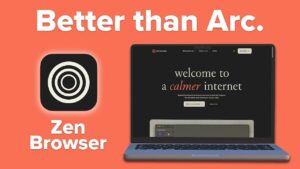 Zen Browser interface showcasing its privacy-focused design and features