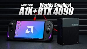 AOK Zoey A1X handheld gaming PC with Morfine G1 RTX 4090 eGPU