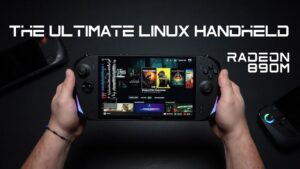 AOKZOE A1X Linux handheld gaming console with AMD Ryzen 9 processor