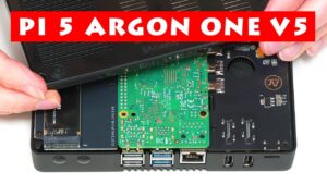 Close-up of the Argon ONE V5 case for Raspberry Pi 5 with sleek design