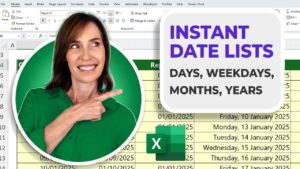 Excel autofill tool used to create a sequential date list